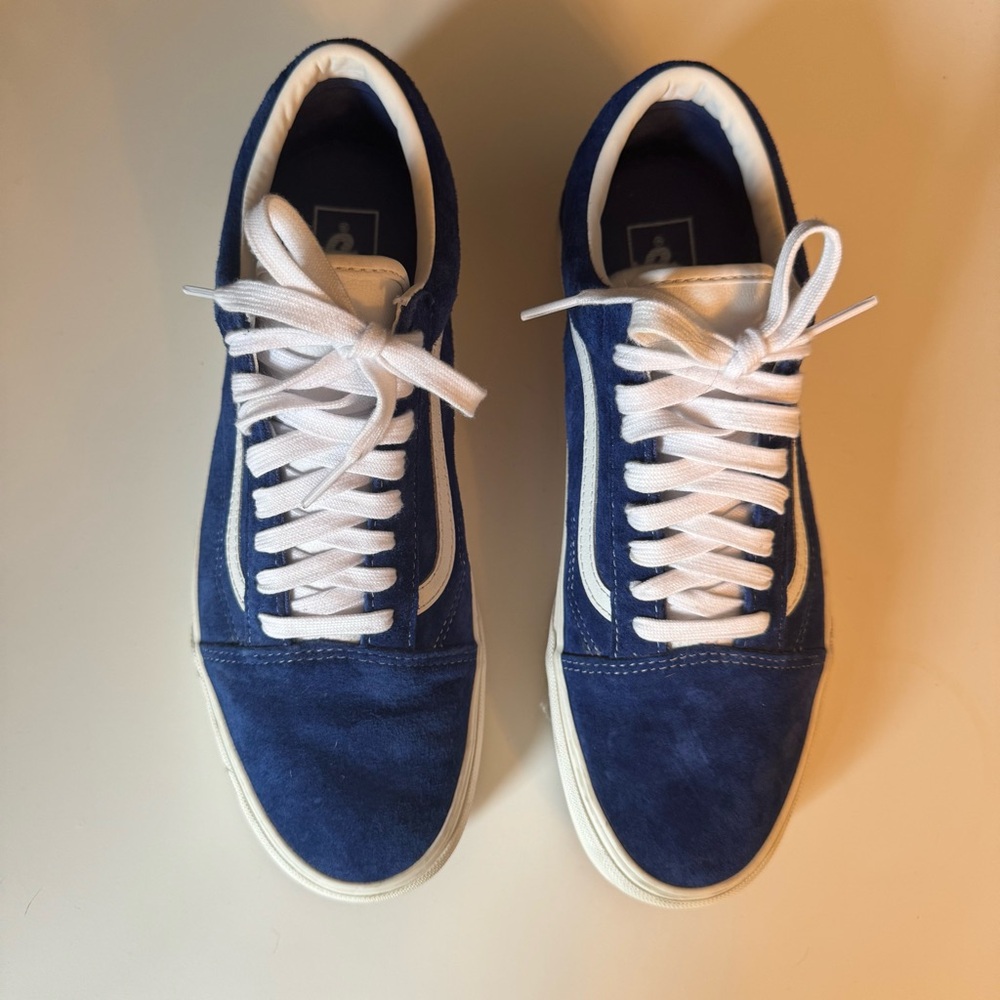 Vans Men’s Pig Suede Old Skool Sneakers in Limoges blue.